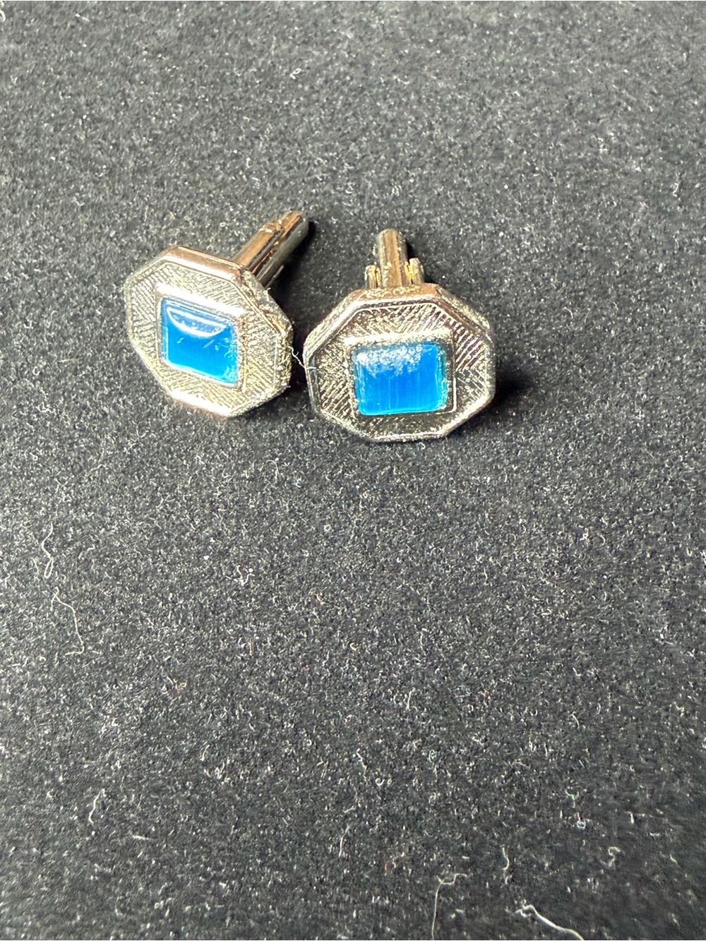 Blue Stone Octagon Silver-Tone cufflinks
